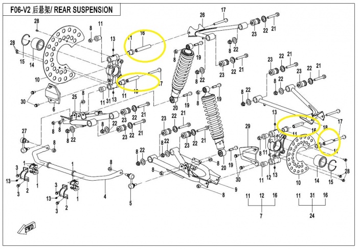 BOLT/DISTANTIER FUZETA SPATE CFMOTO 400/450/500/520/550/600/625/800/820 2016-2024 [2]