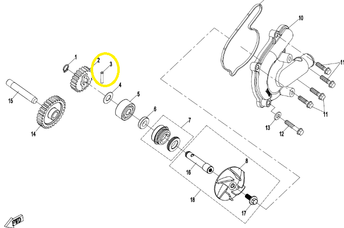 BOLT PINION POMPA ULEI / POMPA APA  CFMOTO 4X21.8MM [2]
