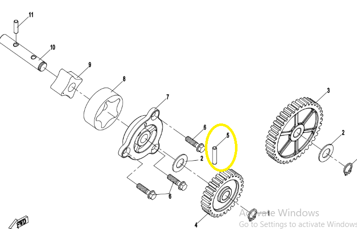 BOLT PINION POMPA ULEI / POMPA APA  CFMOTO 4X21.8MM [1]