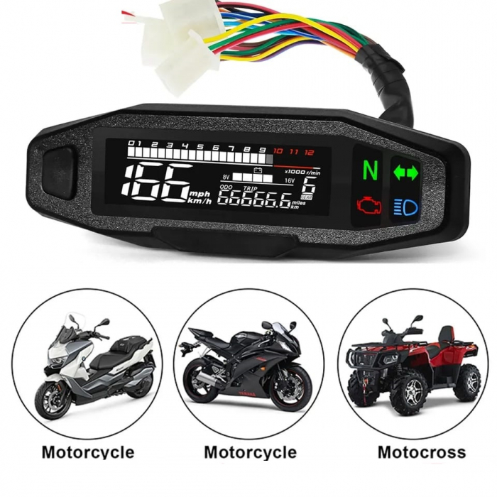 BORD ELECTRONIC MOTOCICLETA / ATV LED LCD KILOMETRAJ DIGITAL  UNIVERSAL [1]