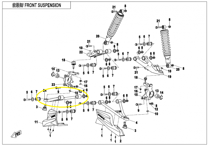 BRAT FATA DREAPTA INFERIOR CFMOTO 400 / 450 / 520 / 550 2016-2024 / GOES Terrox 400 [5]