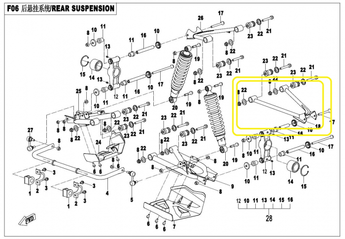 BRAT SUPERIOR SPATE STANGA CFMOTO CFORCE 400/450/520/550  2016=>2021 [3]