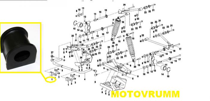 Bucsa bara stabilizatoare CFmoto 500 / 500  / 625 / 800 2007-2017 [2]