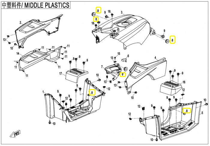 BUCSA CARENAJ / TAMPON CARENE CFMoto 400/520/600/800/850/1000 2007-2024 [3]