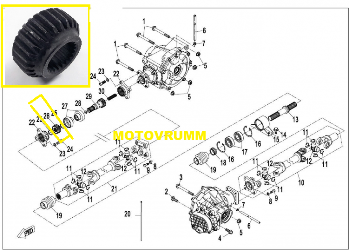 BUCSA CUPLA CARDAN CFMOTO ZFORCE 800 / 1000 2015-2022 [2]