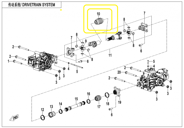 BURDUF CARDAN FATA CFMOTO 400 450 500 600 625 800 1000 [3]