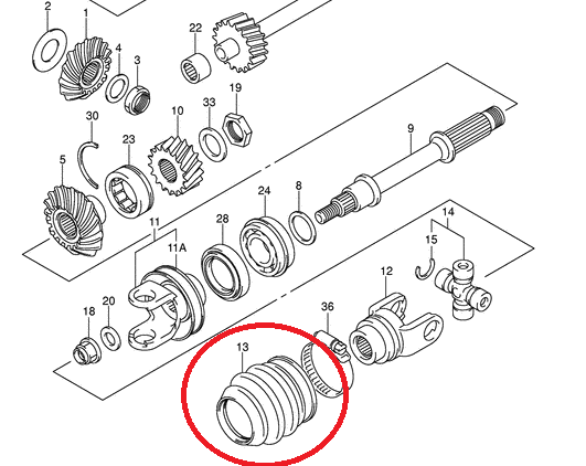 Burduf CARDAN Suzuki Kingquad 500/700/750 OEM [2]