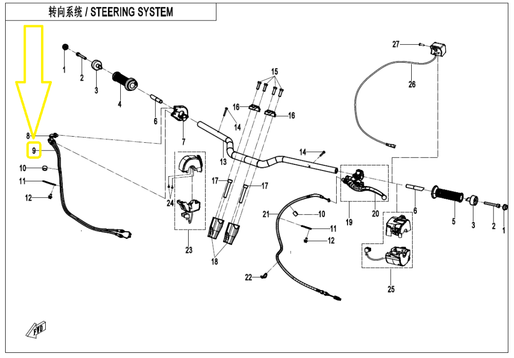 CABLU ACCELERATIE ( RETRAGATOR ) CFMOTO 450MT / MT 450 2024-> [2]