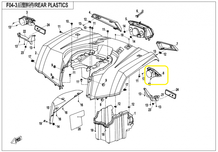 CAPAC SEMNALIZARE SPATE STANGA CFMOTO 400/450/520/550 [2]