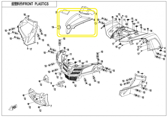 CAPOTA CARENA FATA CFMOTO 400 450 500 520 550 2015-2024 [3]