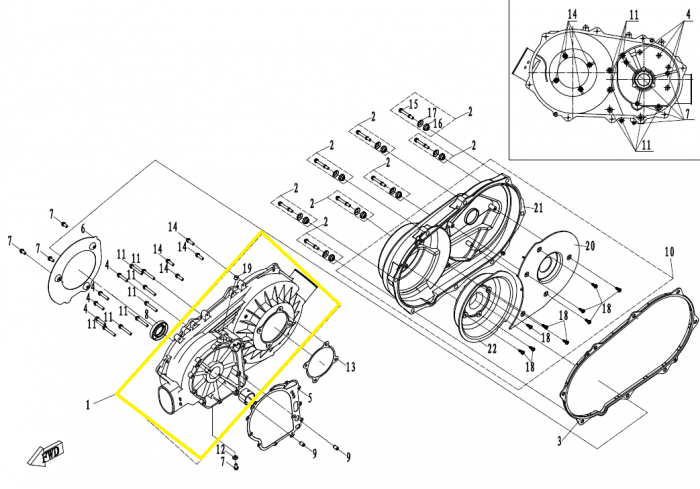CARCASA CVT INTERIOARA CFMOTO CFORCE / ZFORCE / UFORCE 400 / 450 / 520 / 625 2014-2023 [4]