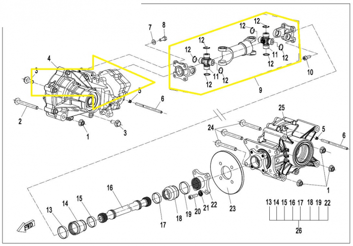 CARDAN FATA ATV CF MOTO 550 : 9cr6-290100-00001 [3]