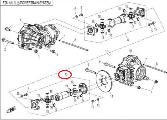CARDAN SPATE CFMOTO ATV / UTV 500 / 625 2007-2015 MODEL SCURT [5]