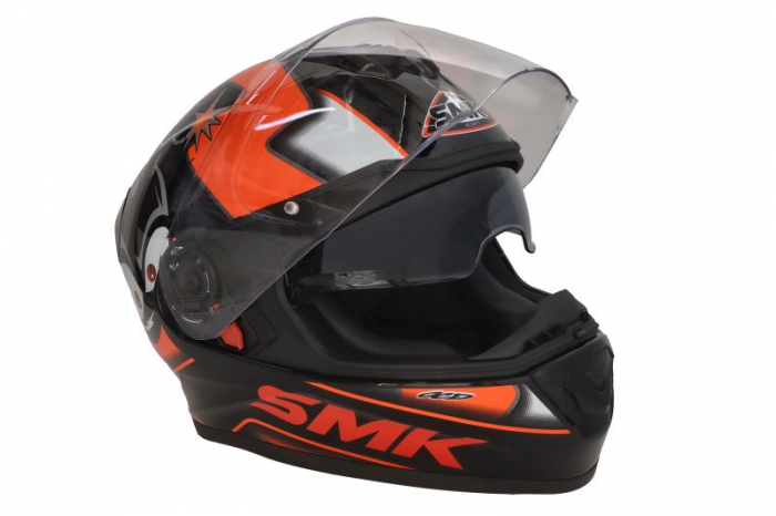 CASCA MOTO FULL FACE SMK CU VIZIERA SI OCHELARI PORTOCALIU NEGRU [2]