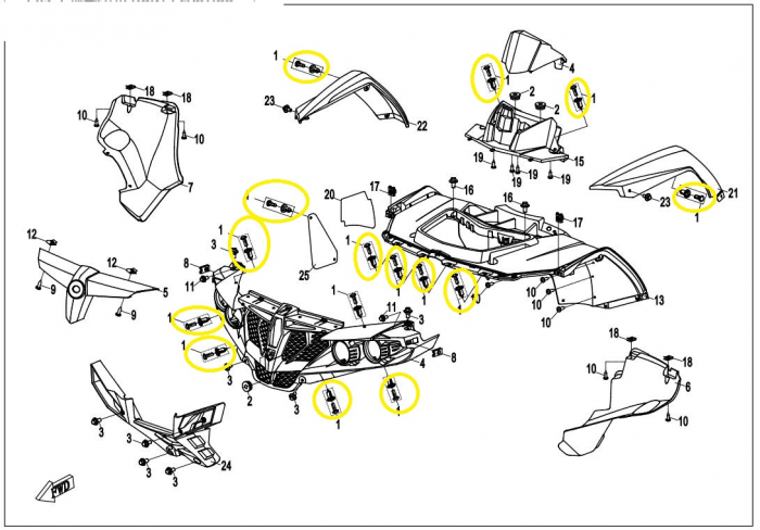 CLEMA / BUMB / CLIPS PRINDERE CARENAJ CFMOTO CFORCE / ZFORCE / UFORCE ( ORIGINAL ) [5]