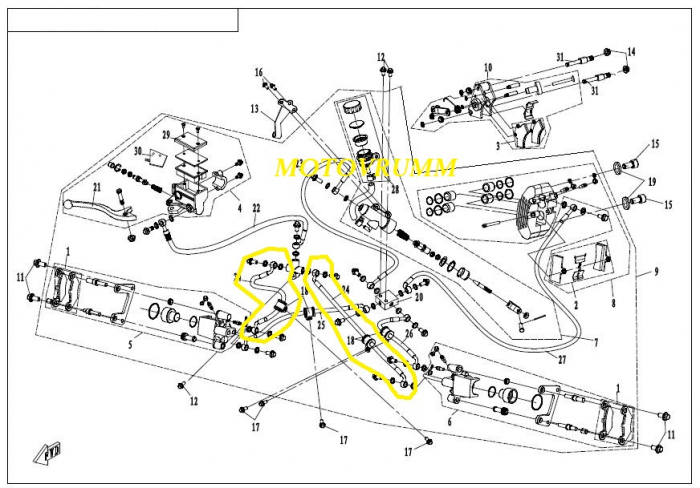 CONDUCTA FRANA ETRIER - REPARTITOR FATA CFMOTO 500 / 625 2007-2016 , CF800 X8 12-18 [2]