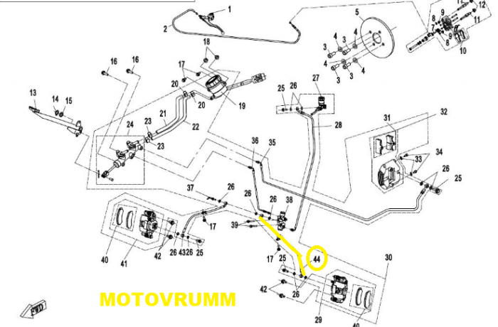 CONDUCTA FRANA STANGA FATA CFMOTO 520 / 550 / 625 / 820  2016-2023 [2]