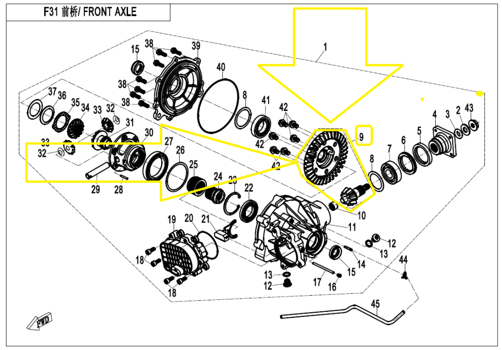 COROANA + PINION ATAC DIFERENTIAL FATA CFMOTO ZFORCE / UFORCE 2012-2022 [2]