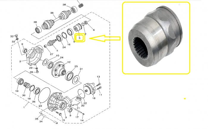 CUPLA CARDAN GRUP FATA YAMAHA GRIZZLY 660 2003-2008 [4]