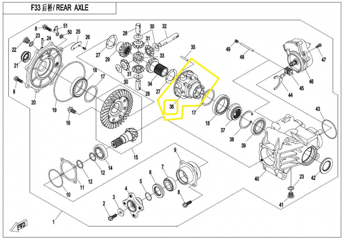 CUPLAJ DIFERENTIAL SPATE CFMOTO 400/450/520/550/625 TOURING 2015-2024 [4]