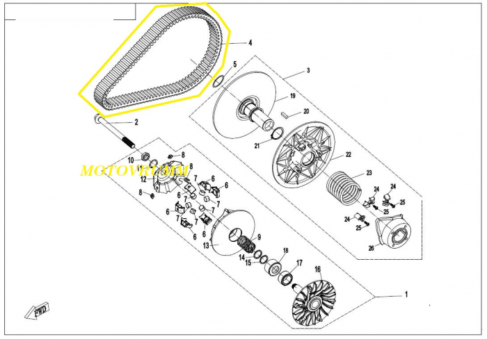 CUREA VARIATOR CFMOTO 400/450/500/520/550/600/625 TOURING  2013-2024 [2]