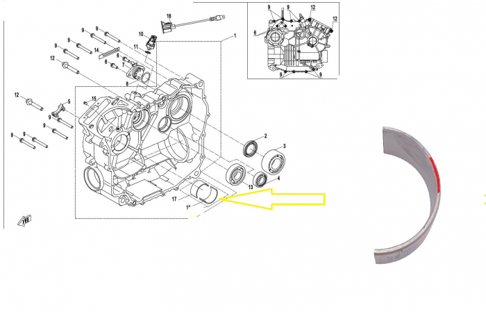 CUZINET CARTER (PALIER) ROSU CFMOTO 400/450/550/800/820/850/1000 [4]