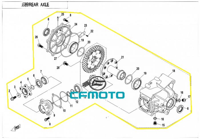 DIFERENTIAL SPATE CFMOTO CFORCE 850 / 1000 2017-2024 FARA DIFERENTIAL [3]