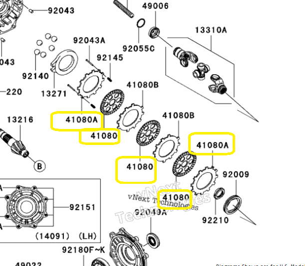 DISCURI FRANA SPATE IN GRUP KAWASAKI KVF 650 / 750  BRUTE FORCE Kawasaki Prairie 360, 650, 700 [2]