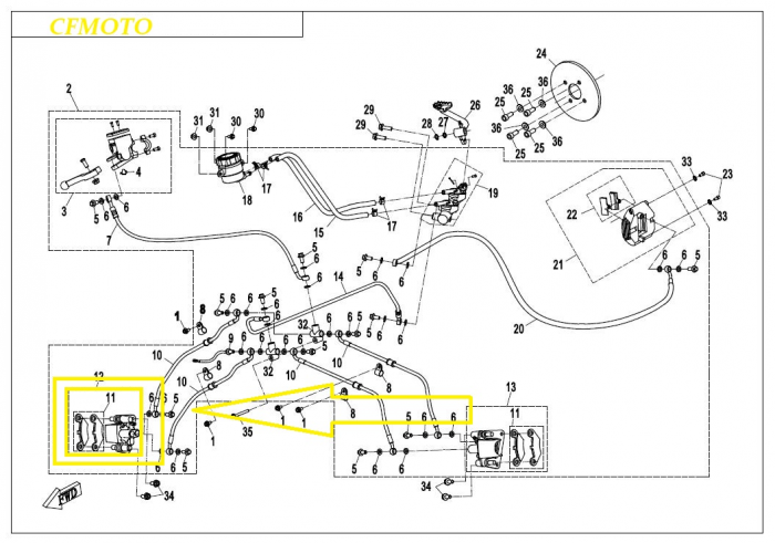 Etrier frana fata dreapta CFMOTO 500/600/800 2007-2018 [4]