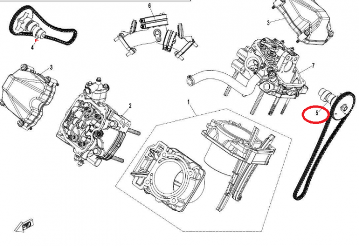 AX CAME + LANT DISTRIBUTIE CILINDRU SPATE (NR2) CF MOTO ATV/SSV/UTV 800 X8 / 820 [3]