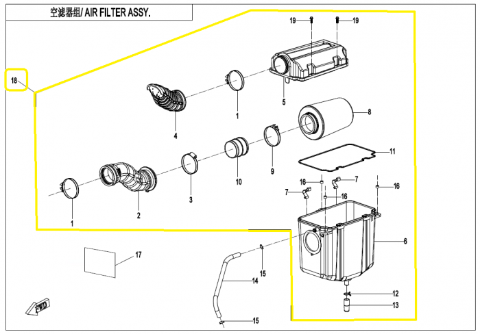 FILTRU AER COMPLET CFMOTO CF450 /  CF500ATR / CF500AU L/S 2016-2023 [3]