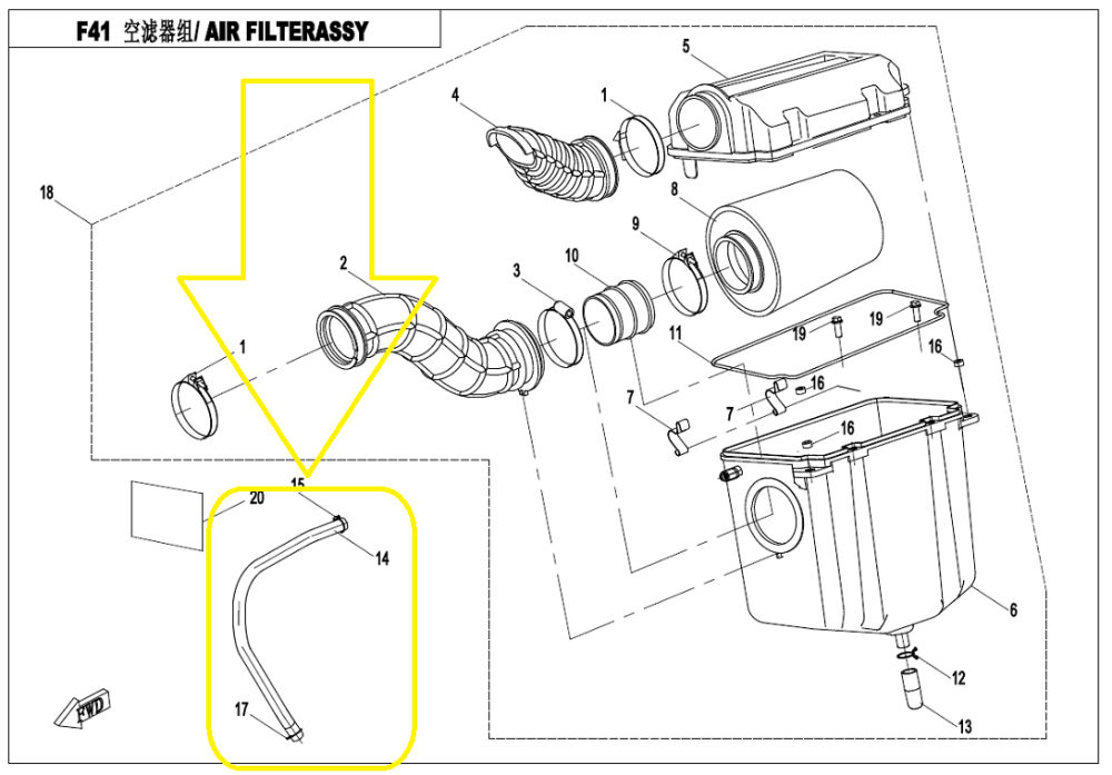 FURTUN CARTER - CARCASA FILTRU AER CFMOTO CFORCE 400/450/520/550/625 2016-2026 [2]