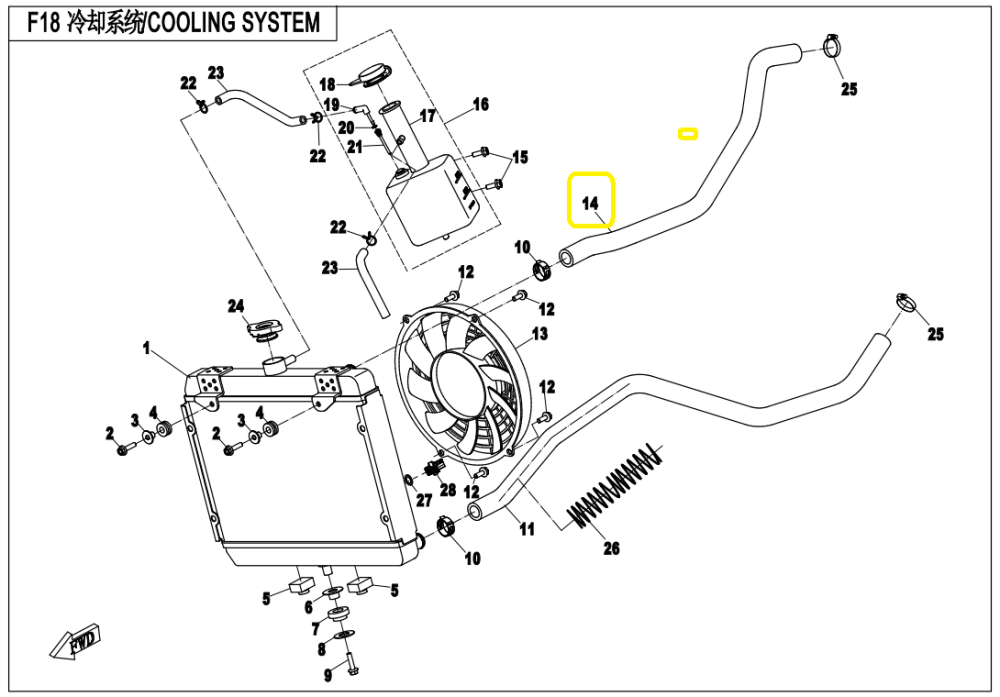 FURTUN RADIATOR -CHIULASA CFMOTO ATV CF500AU-6L/CF600ATR-L/CF600AU-L 2014-2020 [2]