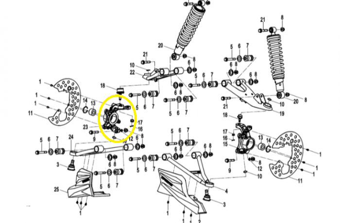 FUZETA ROATA FATA DREAPTA CFMOTO 400/450/520/550 16-22 [3]