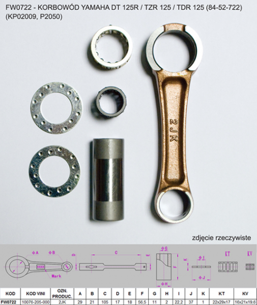 KIT BIELA YAMAHA DT 125 R / TZR 125 / TDR 125 1987-2006 [2]