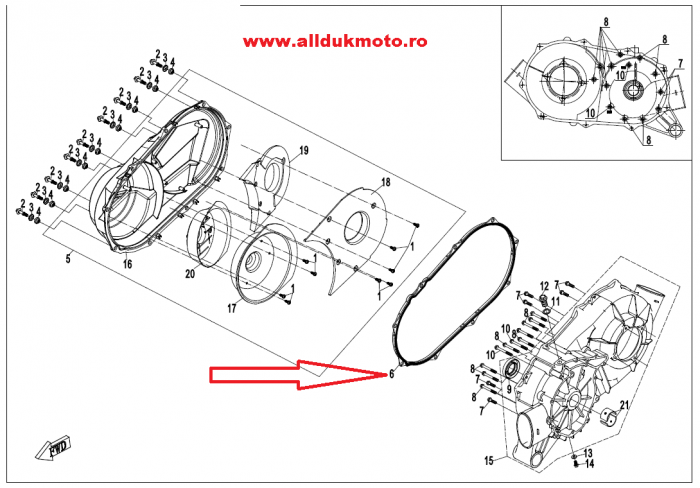 GARNITURA CAPAC CVT CFMOTO 850/1000 2018-2024 [2]