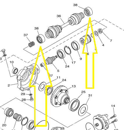 GARNITURA CUPLA CARDAN YAMAHA GRIZZLY 660 2002-2006 [2]