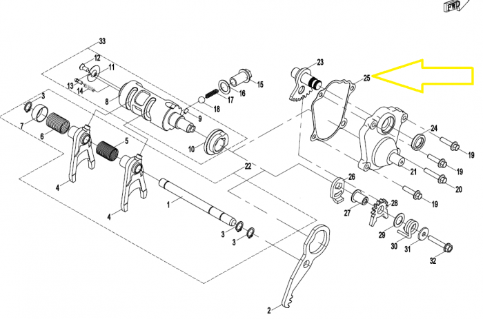 GARNITURA METALICA SELECTOR CUTIE CF MOTO 400/500/600/800/850/1000 15-25 [2]