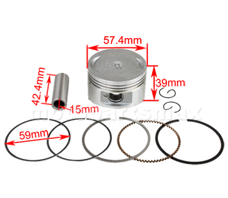 KIT PISTON SCUTER GY6 150 57.4MM BOLT 15MM [1]