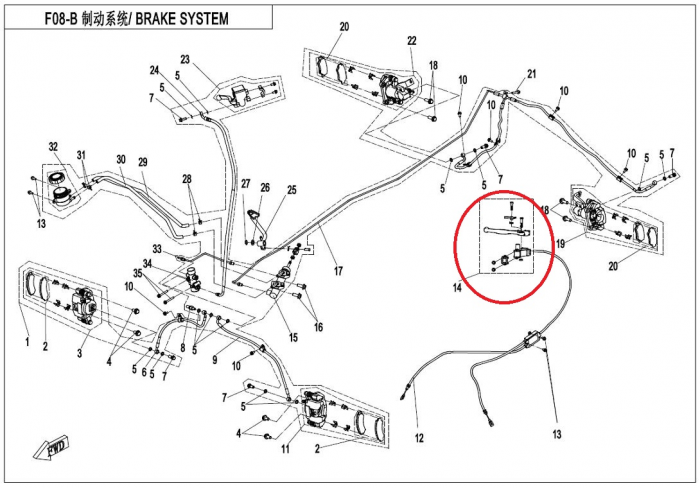 MANETA FRANA PARCARE PE CABLU CFMOTO 400/500/800/1000 2016-2022 [4]