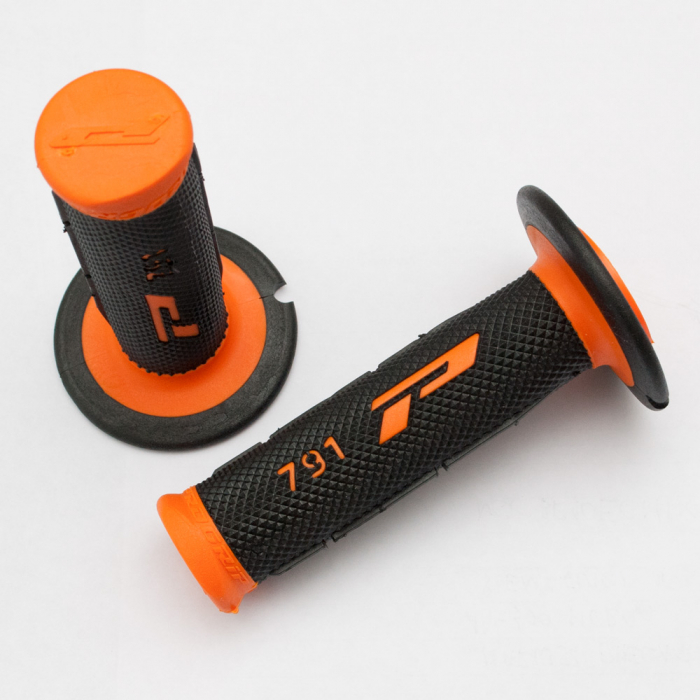 SET MANSOANE MOTO UNIVERSALE 22-28MM , NEGRU-PORTOCALIU PROGRIP [2]