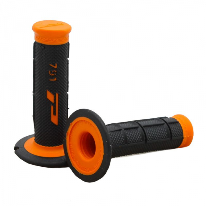 SET MANSOANE MOTO UNIVERSALE 22-28MM , NEGRU-PORTOCALIU PROGRIP [1]