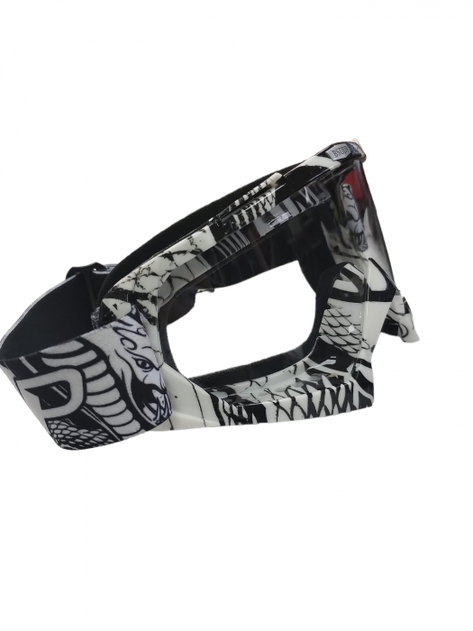 OCHELARI OFF-ROAD ALBI-NEGRU STICLA TRANSPARENTA [2]