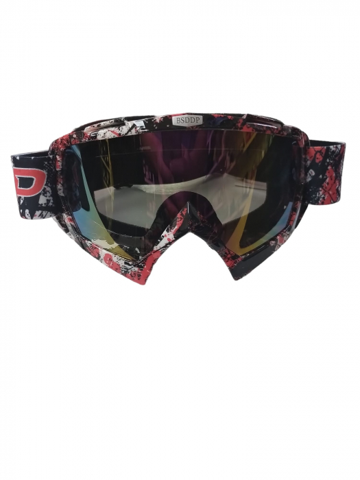 OCHELARI OFF-ROAD NEGRU-ROSU LENTILA FUMURIE [1]