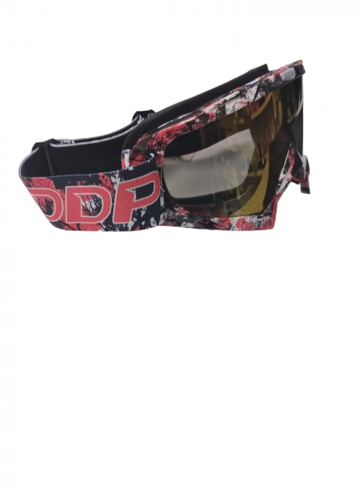OCHELARI OFF-ROAD NEGRU-ROSU LENTILA FUMURIE [2]
