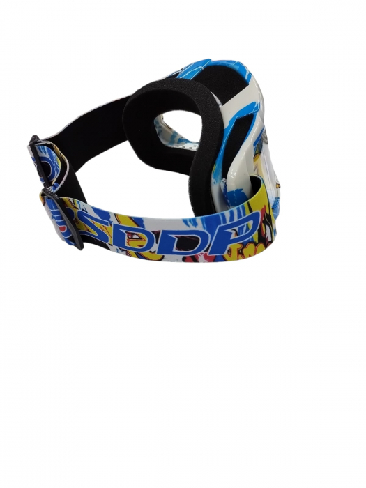 OCHELARI OFF-ROAD ALBASTRU-ALB STICLA TRANSPARENTA [2]