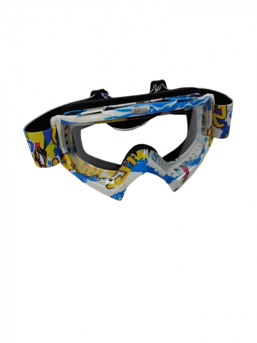 OCHELARI OFF-ROAD ALBASTRU-ALB STICLA TRANSPARENTA [1]