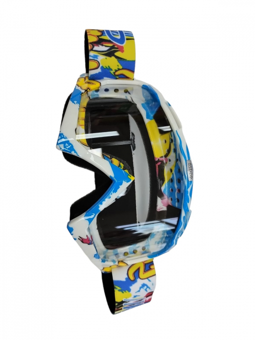OCHELARI OFF-ROAD ALBASTRU-ALB STICLA TRANSPARENTA [3]