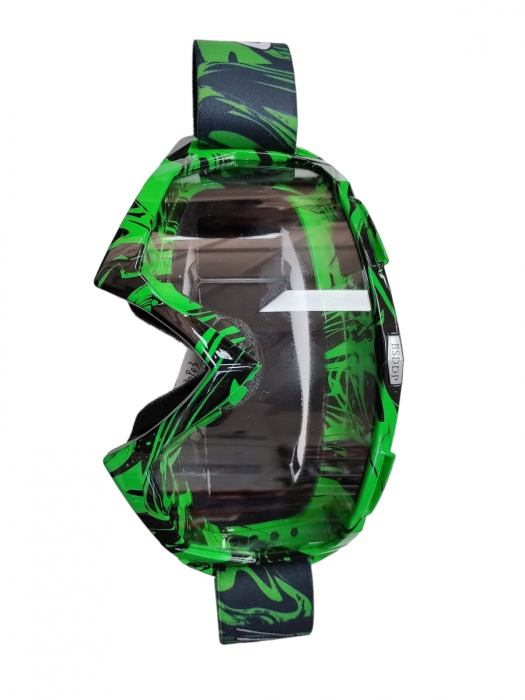OCHELARI OFF-ROAD VERDE-NEGRU STICLA TRANSPARENTA [3]