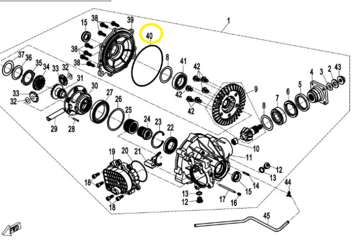 O-RING CARCASA DIFERENTAIL FATA SAU SPATE CFMOTO 500 / 625 / 800 / 1000 2012-2023 [2]